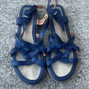 b.o.c. Sandals Women 10M Blue Faux Leather Strappy Adjustable Slingback Open Toe